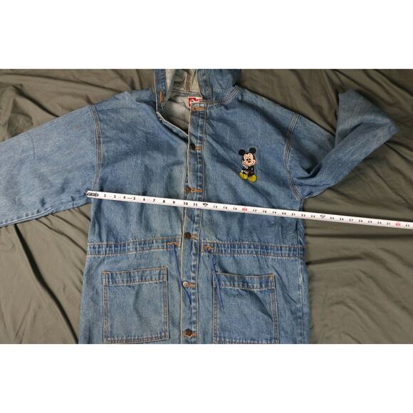 Vintage Mickey Mouse Denim Jacket Womens S Hooded Drawstring Mickey Inc - Picture 9 of 11